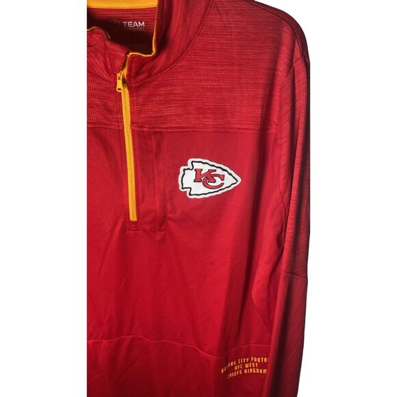 MEN'S NFL Kansas City Chiefs Red 1/4 ZIP Fanatics Licensed Large Lightweight - Picture 5 of 7